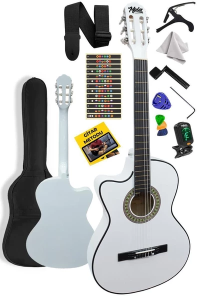 Midex CG-396WH SOLAK Klasik Gitar Beyaz Renk Full Set Sap Ayarlı 4/4 yetişkin Boy