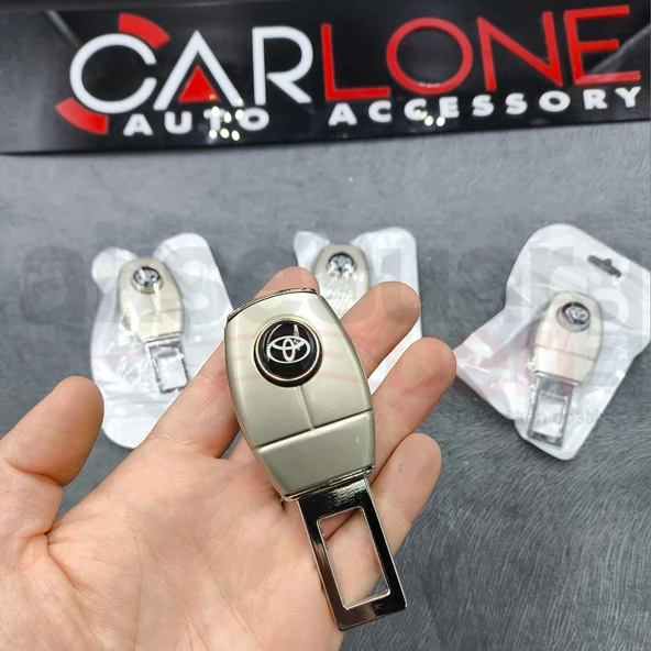 Toyota Amblemli Bej Renk Metal Emniyet Kemer Yükseltici Rahatlatıcı Toka 2 Adet