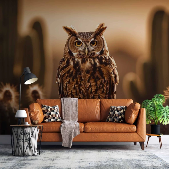 Çöl ve Baykuş Manzaralı Duvar Kağıdı ürün görseli