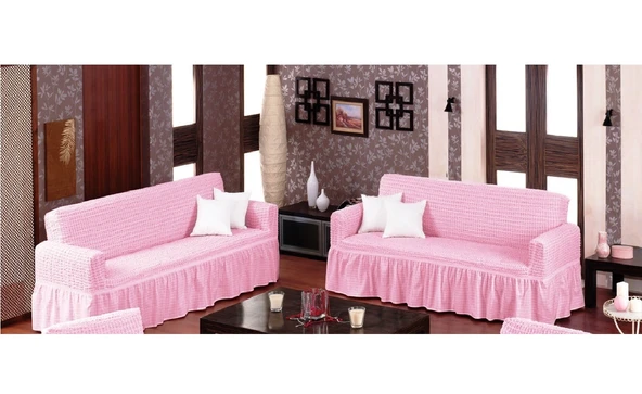 Altın Kelebek Bürümcük Koltuk Örtüsü Maxi Çekyat (3+3)-Pembe - 2