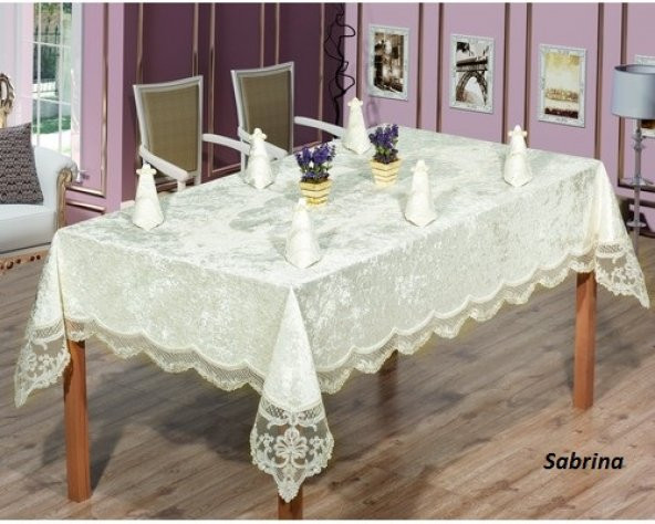 Essen Home 18 Parça Yemek Seti (Masa Ört+Runner+Peçete+Yüzük)-Sabrina - 2