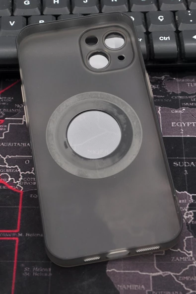 iPhone 14 Uyumlu Siyah Renkli Yarı Şeffaf İnce Sert Kapak Kılıf Kamera Lens Korumalı - Resim 5