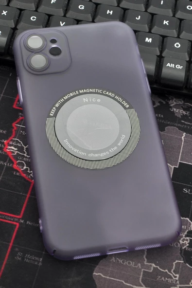 iPhone 11 Uyumlu Mor Renkli Yarı Şeffaf İnce Sert Kapak Kılıf Kamera Lens Korumalı ürün görseli