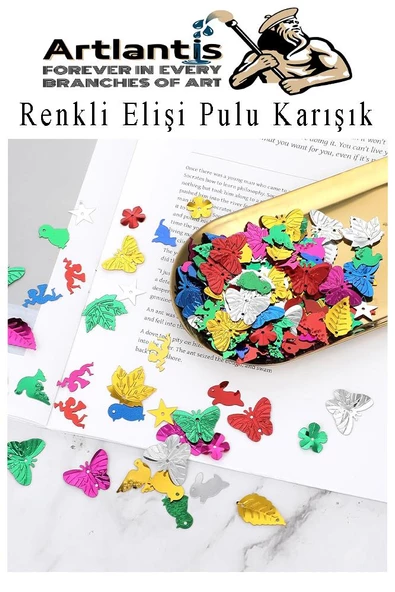 Elişi Pulu Karışık Şekilli 500 lü 1 Paket Renkli Şekilli Pul Yanardöner Payet Pırıltılı Süs Okul Öncesi Kreş Ana Sınıfı - 5