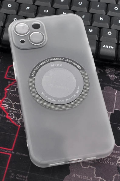 iPhone 14 Uyumlu Beyaz Renkli Yarı Şeffaf İnce Sert Kapak Kılıf Kamera Lens Korumalı ürün görseli