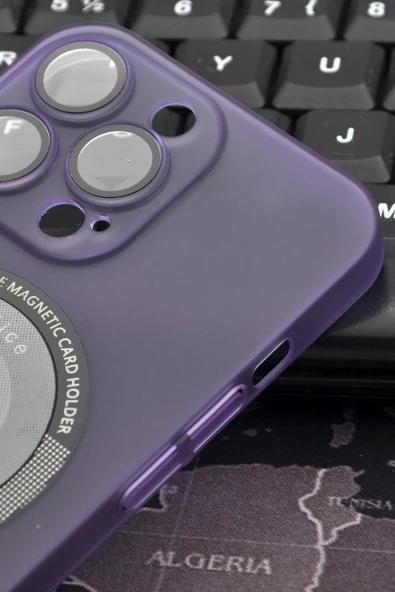 iPhone 13 Pro Uyumlu Mor Renkli Yarı Şeffaf İnce Sert Kapak Kılıf Kamera Lens Korumalı - Resim 3