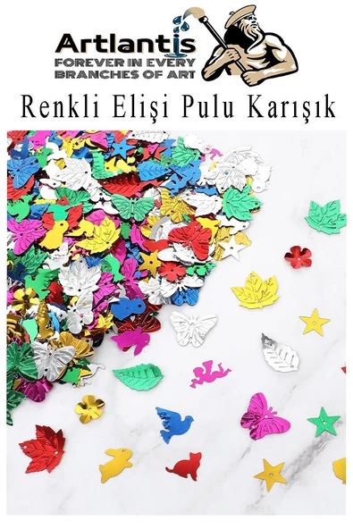 Elişi Pulu Karışık Şekilli 1000 li 1 Paket Renkli Şekilli Pul Yanardöner Payet Pırıltılı Süs Okul Öncesi Kreş Ana Sınıfı - 4