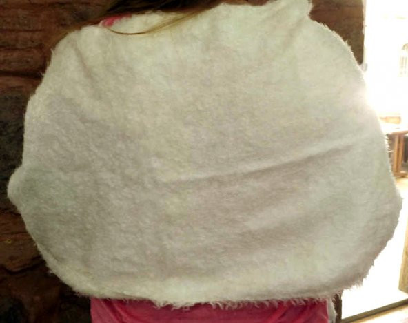 Mandaş Style El Dokuma Angora Bayan Şalı-Beyaz - 2