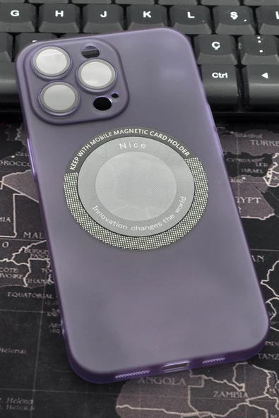 iPhone 13 Pro Uyumlu Mor Renkli Yarı Şeffaf İnce Sert Kapak Kılıf Kamera Lens Korumalı ürün görseli