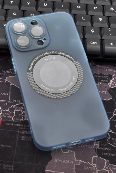 iPhone 14 Pro Max Uyumlu Mint Yeşil Renkli Yarı Şeffaf İnce Sert Kapak Kılıf Kamera Lens Korumalı ürün görseli