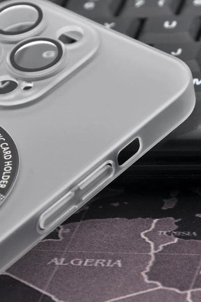 iPhone 13 Pro Max Uyumlu Beyaz Renkli Yarı Şeffaf İnce Sert Kapak Kılıf Kamera Lens Korumalı - Resim 3