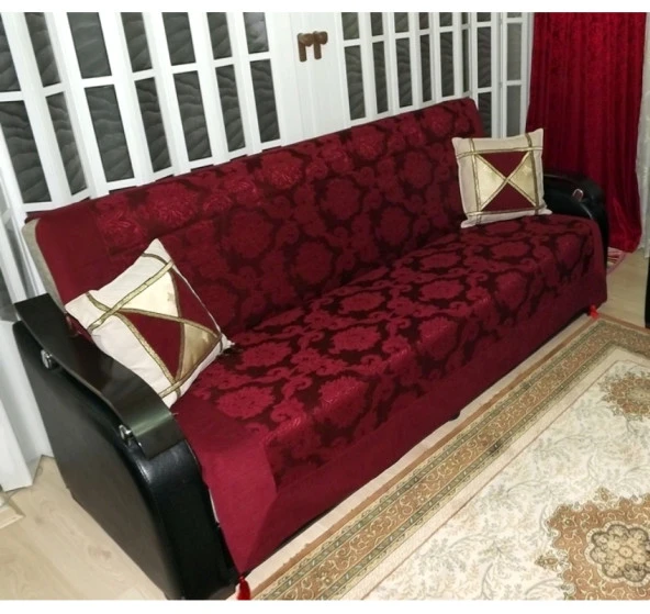 Milenyum Saraylı Lüx Maxi Çekyat Örtüsü (280x170)-Bordo