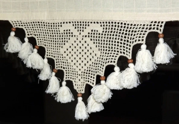 El İşi Dantelli Naturel Buldan Perdesi (140*300) - 4