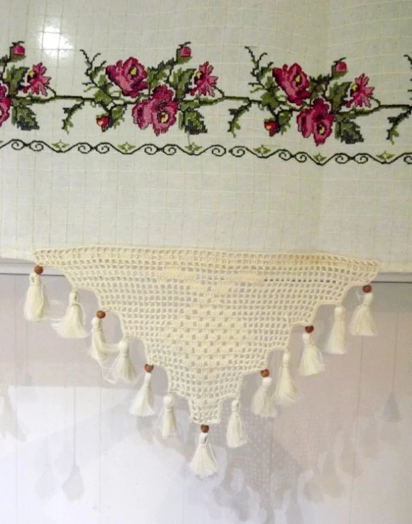 El İşi Dantelli Kanaviçe Buldan Perdesi (215*200) - 3