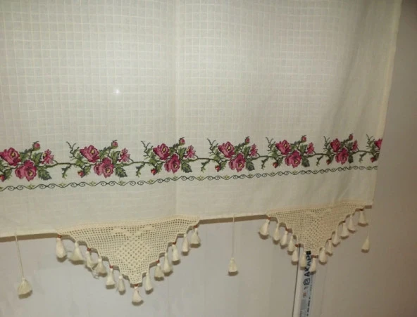 El İşi Dantelli Kanaviçe Buldan Perdesi (215*200) - 7
