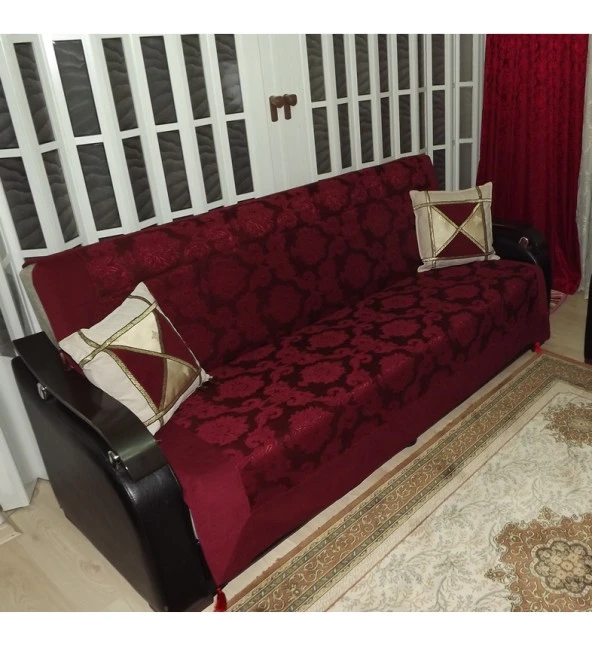 Milenyum Saraylı Lüx Kolsuz Çekyat Örtüsü (200x170)-Bordo