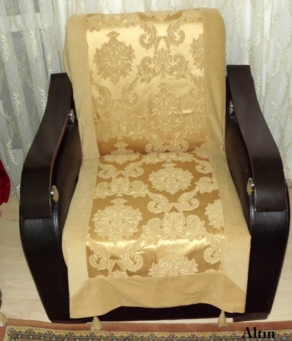 Milenyum Saraylı Lüx Maxi Koltuk Örtüsü Takımı (3+3+1+1)-Altın - Resim 3