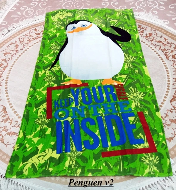 Madagascar Lisanslı Çocuk Plaj Havlusu-PENGUEN V2