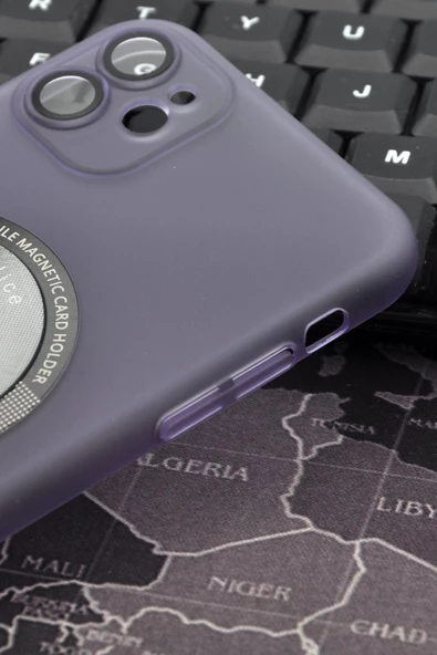 iPhone 11 Uyumlu Mor Renkli Yarı Şeffaf İnce Sert Kapak Kılıf Kamera Lens Korumalı - Resim 3