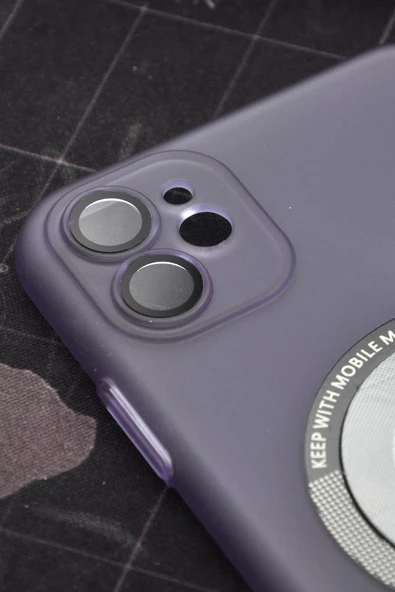 iPhone 11 Uyumlu Mor Renkli Yarı Şeffaf İnce Sert Kapak Kılıf Kamera Lens Korumalı - Resim 2