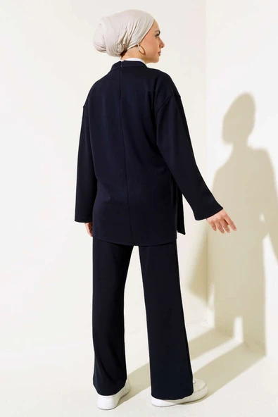 Yandan Bağlamalı Tunik İkili Takım Lacivert - Resim 3