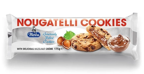 Merba Nougatelli Cookies Bitter Çikolatalı Kakaolu Fındık Kremalı Dolgulu Kurabiye 175 Gr. (1 Paket) - 2
