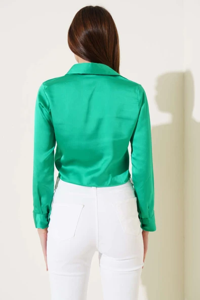 Kısa Saten Gömlek Benetton - 3