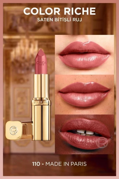 Loreal Paris Color Riche Satin Bitişli Ruj - 110 Made In Paris - Resim 2