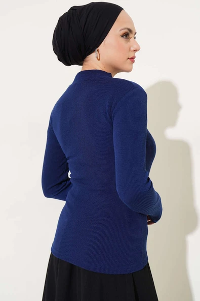 Yarım Balıkçı Fitilli Body Lacivert - Resim 3