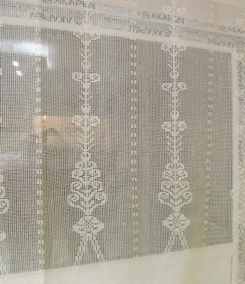 Buldan Tül Perde El İşi Dantelli Naturel Makrome Palmiye Desen(190x150) - 3