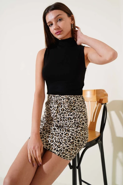 Dik Yaka Kolsuz Body Siyah - Resim 2