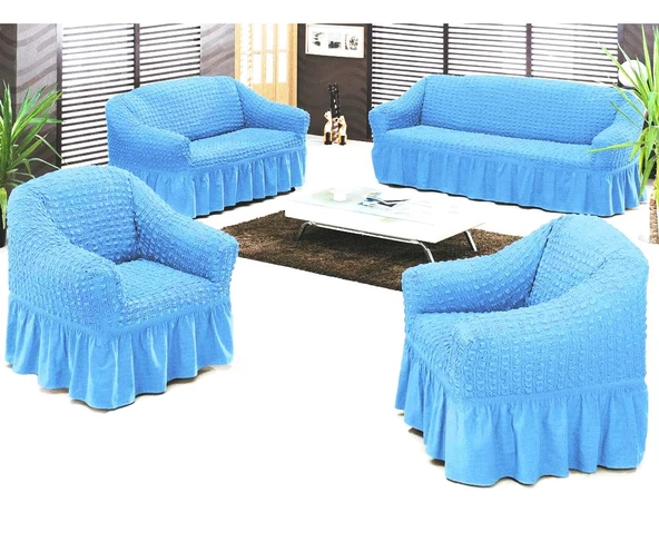 Altın Kelebek Bürümcük Koltuk Örtüsü Std Tk (3+2+1+1)-Mavi