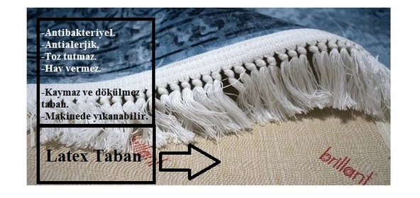 Brillant İpek Latex Kaymaz Taban Halı-JUST HJ11723.803-(90x160) - 2