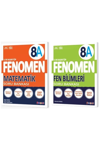 Fenomen Okul 2025 8. Sınıf Matematik + Fen Bilimleri A Serisi Soru Bankası Seti 2 Kitap