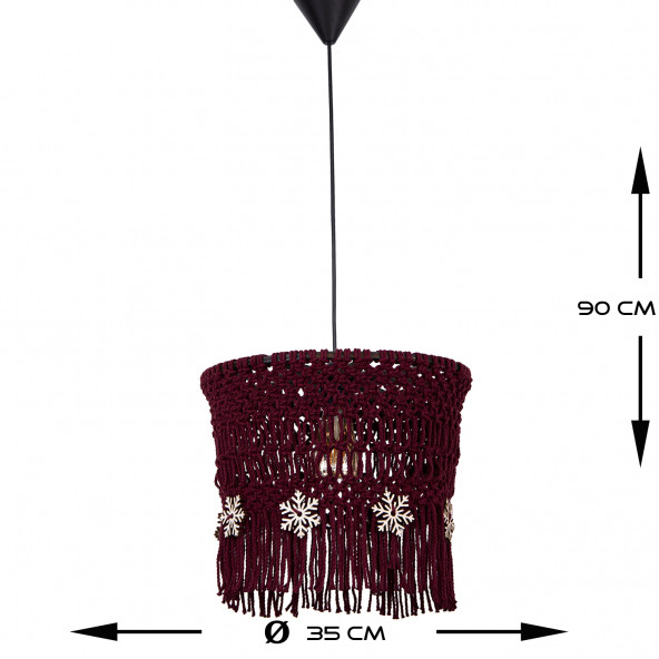 LİLATOLYE Atolye Zed Makrome Kar Bordo Avize ZED89 - 4