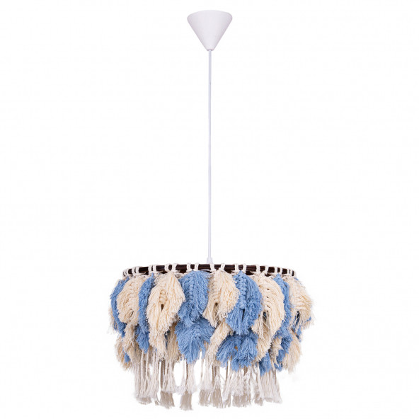 LİLATOLYE Atolye Zed Makrome Yaprak Mavi Avize ZED96 - 2