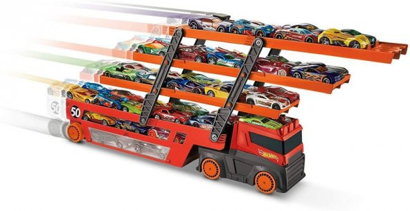 Hot Wheels Mega Tır Turuncu 50 Araç Kapasiteli Rampalı GHR48 - 7