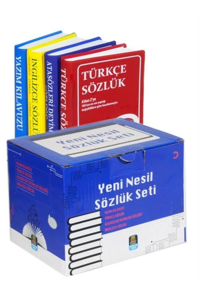 Yeni Nesil Sözlük Seti, Türkçe-İngilizce-Atasözleri ve Yazım Klavuzu (4 Kitap Kutulu, Biala Kapak...