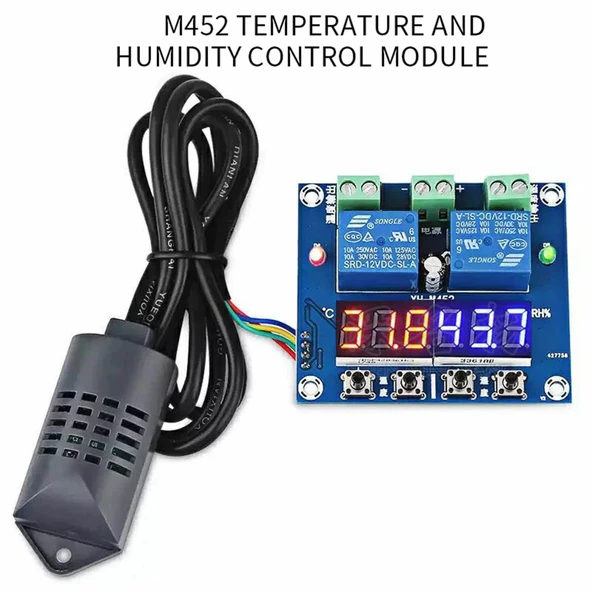 XH-M452 DC 12V 10A dijital LED Çift Çıkış Sıcaklık ve Nem Kontrol Modülü - 3
