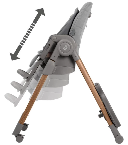 Maxi-Cosi Minla Plus 6'sı Bir Arada Ahşap Görünümlü 4 Tekerlekli Mama Sandalyesi Elegance Graphite - Resim 12