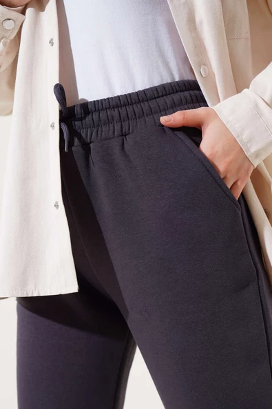 Üç İplik Jogger Pantolon Füme - 4