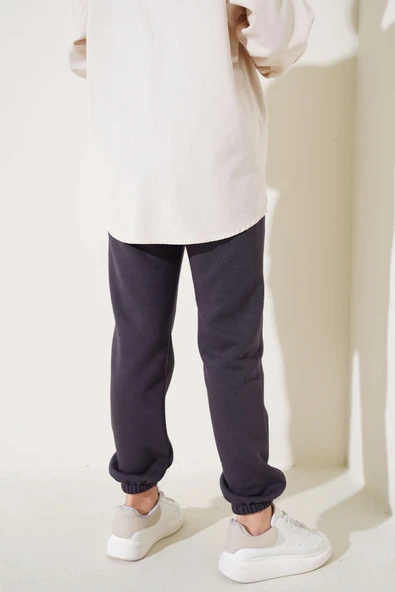 Üç İplik Jogger Pantolon Füme - Resim 3