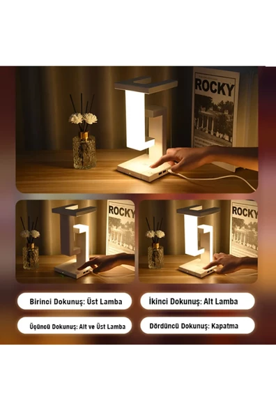 QASUL Çalışma Masası Aydınlatma Göz Korumalı Okuma Işığı Gece Lambası Şarj Standı - 2