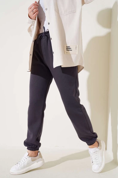 Üç İplik Jogger Pantolon Füme - 2