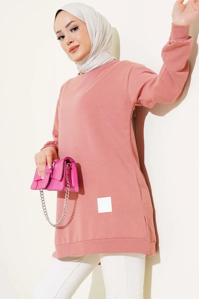 Yazı Baskı Armalı Tunik Pudra ürün görseli 1