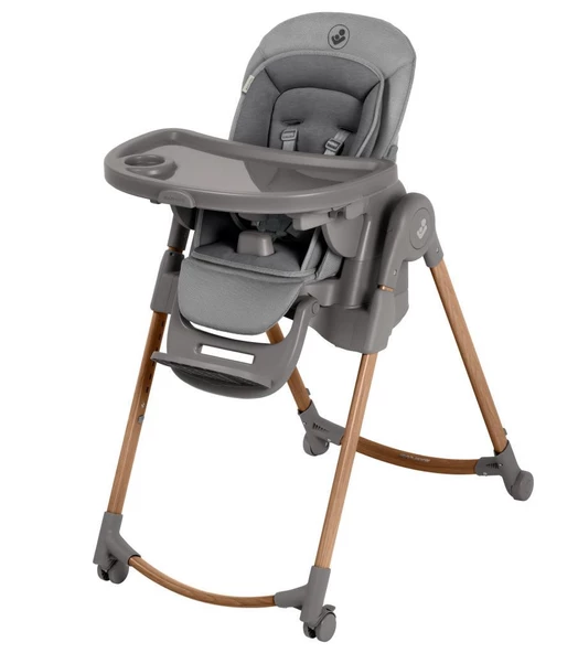 Maxi-Cosi Minla Plus 6'sı Bir Arada Ahşap Görünümlü 4 Tekerlekli Mama Sandalyesi Elegance Graphite ürün görseli 1