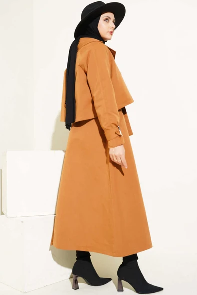 Kuşaklı İkili Trençkot Takım Taba - Resim 3