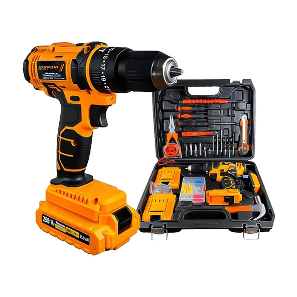 258 Vf 10 Ah Darbeli 100 Pcs Set Li-on Çift Akülü Çelik Şanzuman Hızlı Şarjlı Akülü Vidalama Matkap - 3