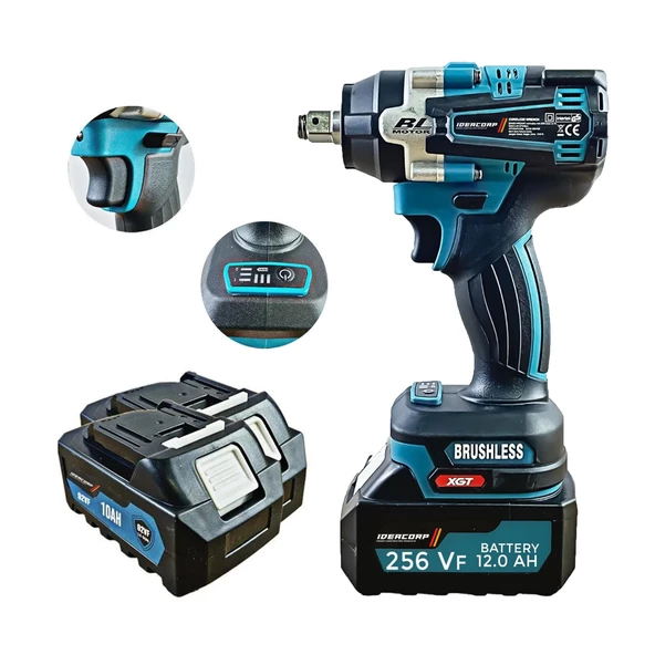 Alman 256 Vf 12 Ah Brushless Çift Bataryalı Somun Sökme Sıkma Makinesi 41 Parça Full Setli - 3