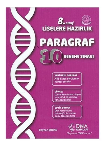 8.Sınıf Liselere Hazırlık Paragraf 10 Deneme Sınavı DNA Yayınları